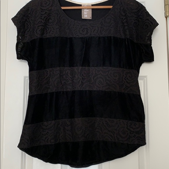 Anthro Dolan Velvet and Lace Top - Picture 3 of 7